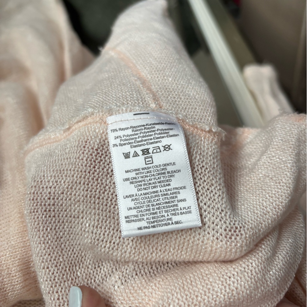 We the Free/Free People Open Twist Back Lightweight Sweater Light Pink Sz Small - Picture 4 of 8